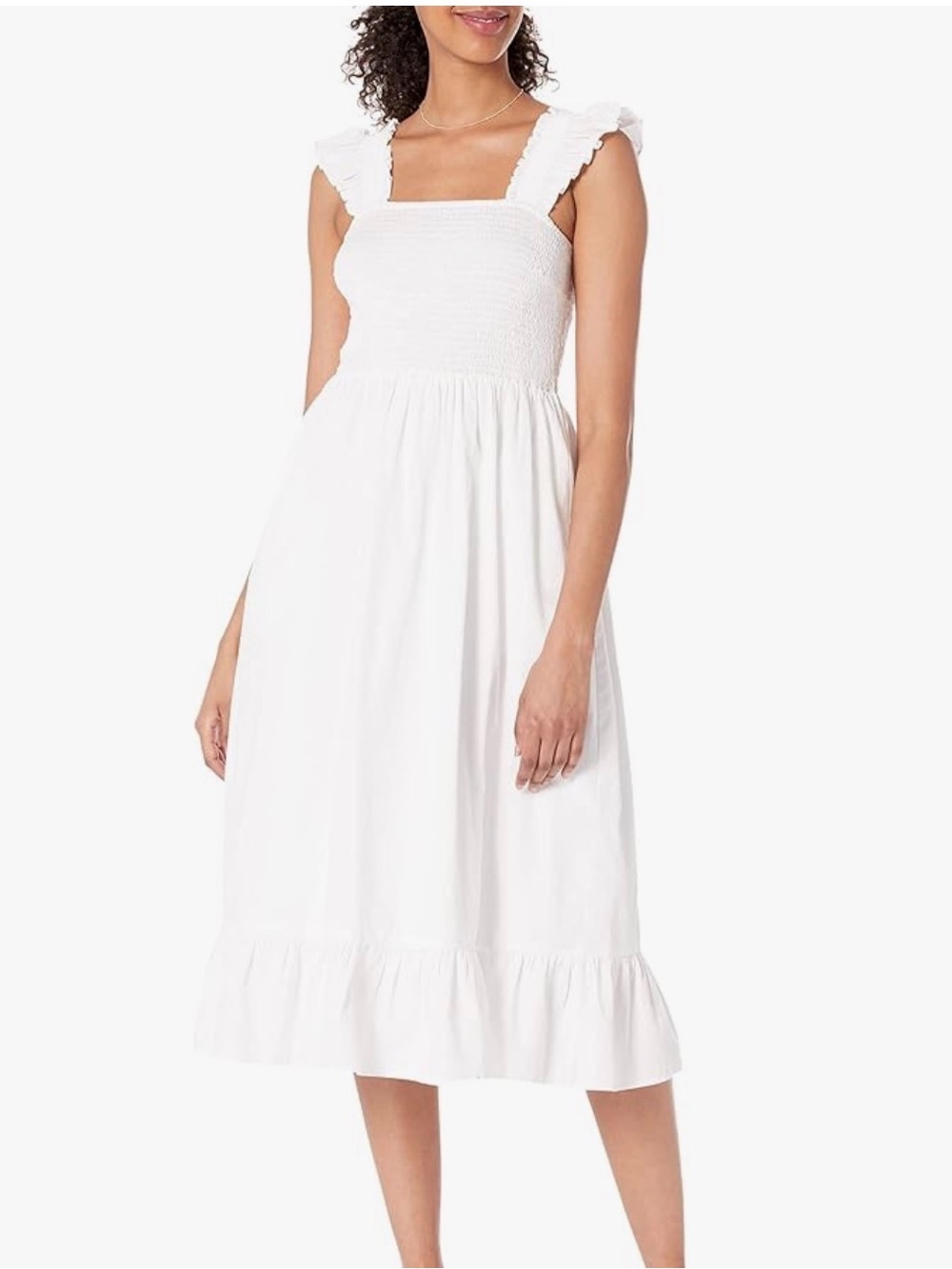 The Drop Womens Kimi Ruffled Shoulder Smocked Midi Dress